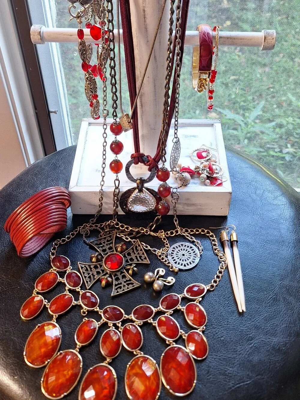 RED Statement Jewelry Lot EDGY Brutalist Gothic Bundle Vacation or Office READY